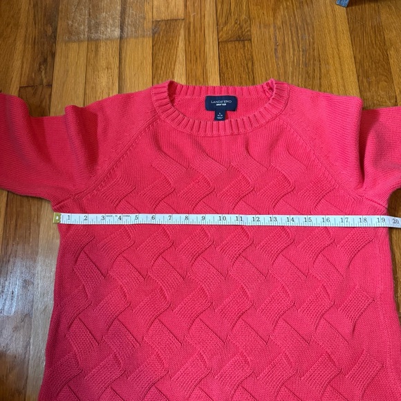 Vintage Lands End Washed Red Curved Knit Pattern Sweater - Picture 4 of 7